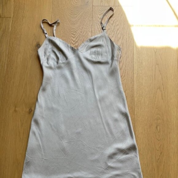 Y2K BCBG Max Azria Red Label Silver Slip Dress Size Small - Picture 1 of 6